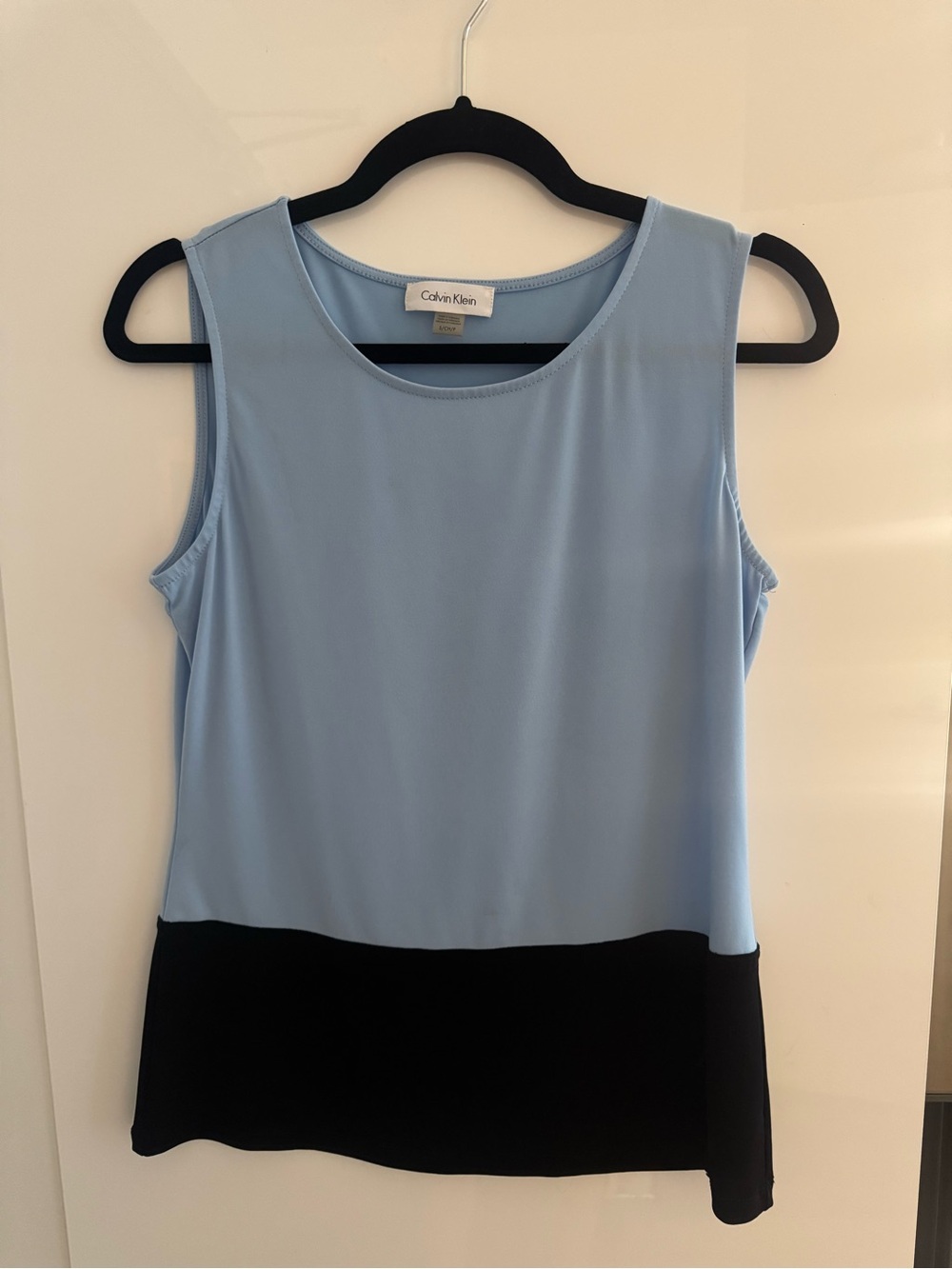 Calvin Klein Sky Blue and Black Sleeveless Colorblock Tank